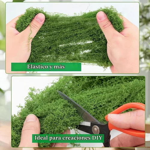 Vista 2 de Musgo verde falso – Musgo artificial para plantas de interior, imitación para manualidades, decoración de jardín de hadas de bricolaje, centros