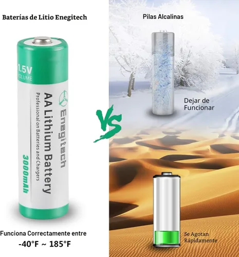 Vista 3 de Enegitech Batería de litio AA, batería de litio doble A de 1.5 V para cámara Blink al aire libre, bloqueo inteligente, cámara de sendero, linterna