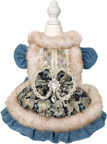 Vista 17 de Moda Vestido de Princesa de Encaje para Perro Cachorro Dulce para Perro EXTRAL Pequeño y Pequeño A-Negro XX-Pequeño