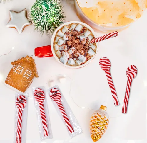 Vista 7 de Cucharas de caramelo de menta de Navidad de Gift Boutique 12 paquetes de caramelos comestibles de menta en bastón envueltos individualmente