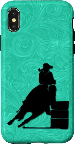 Vista 5 de iPhone 11 Barril Carreras Caballo En Turquesa Floral Estuche De Herramientas