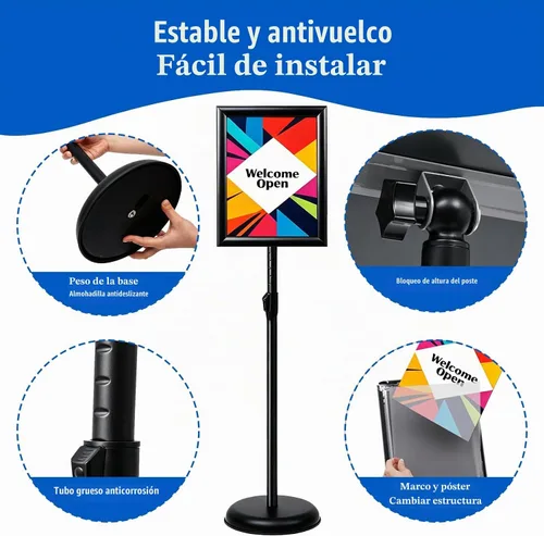 Vista 3 de YIYO Soporte ajustable para póster de pedestal, 8.5 x 11 pulgadas, soporte para letreros publicitarios de menú comercial para colocar de pie