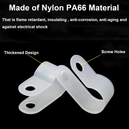Vista 3 de 200 Uds. de nylon blanco tipo R abrazadera de cable sujetador de 1/2 pulgada clips de alambre de plástico abrazaderas surtido para conducto de cable