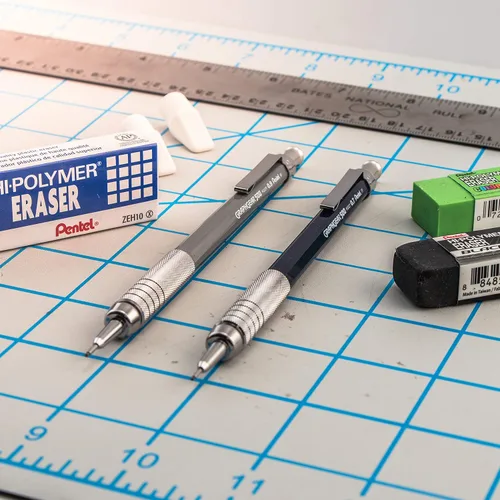 Vista 7 de Pentel Arts GraphGear 500 - Lápiz de dibujo premium, 0.012 in, barril marrón, paquete de 1 (PG523EPABP)