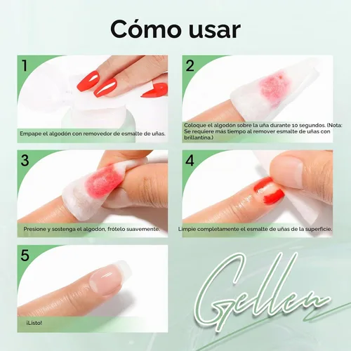 Vista 8 de Gellen Removedor de esmalte de uñas, sin acetona, para esmalte de uñas