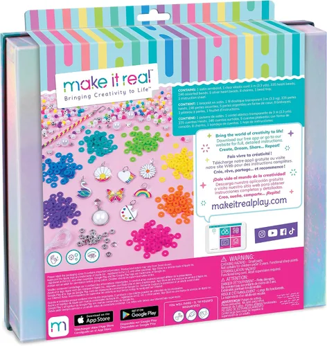 Vista 2 de Make It Real: Joyas de bricolaje con arco iris y perlas: haz 8 pulseras de moda con impresionantes dijes y cuentas temáticas de arcoíris, 598 piezas
