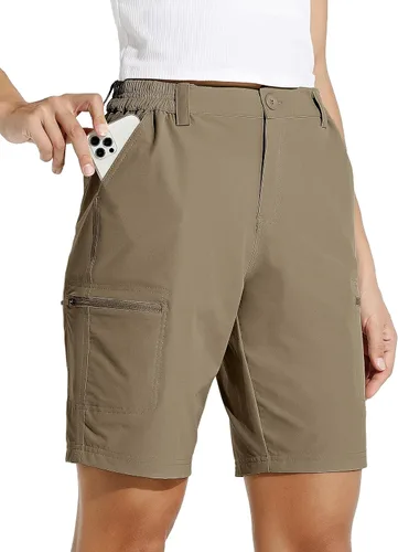 Vista 16 de Willit - Pantalones cortos de senderismo tipo cargo para mujer, de 10 pulgadas, elásticos, para golf, activos, de secado rápido, pantalones cortos