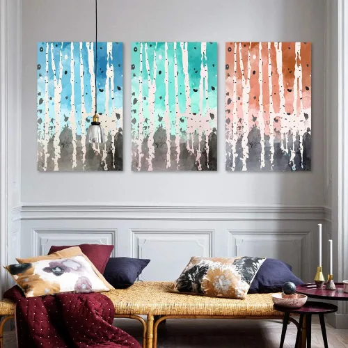 Vista 3 de wall26 3 Panel Canvas Wall Art Silver Birch Pictures Home Wall Decorations for Bedroom Living Room Paintings Canvas Prints Framed - 16"x24" x 3