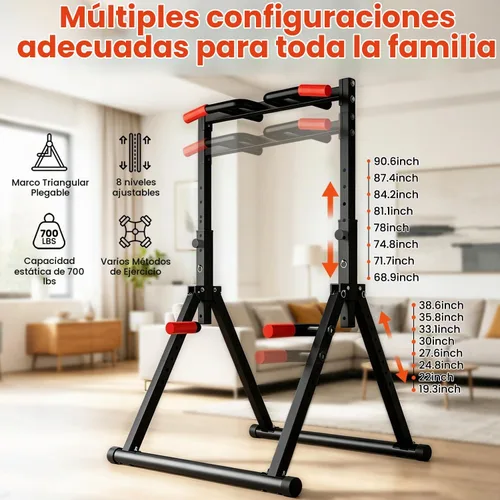 Vista 2 de DOBESTS Power Tower Pull Up Bar Free Standing, Foldable Pull Up Station