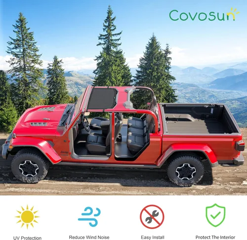 Vista 4 de Parasol de malla para Jeep Gladiator, cómoda parte superior de malla suave con correas fuertes para Jeep Gladiator (2018-2023), accesorios para Jeep