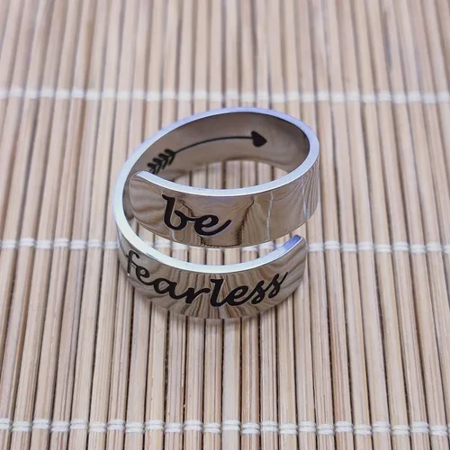 Vista 14 de HOFOYA Anillos inspiradores ajustables de acero inoxidable, anillos de grabado, joyería motivacional, graduación, San Valentín, regalos