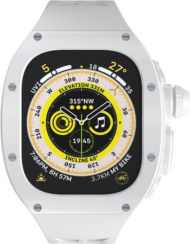 Vista 3 de Funda rígida translúcida con correa para Apple Watch Ultra de 1.929 in, protector transparente con correa de silicona para iWatch Ultra de 1.929 in