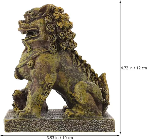 Vista 2 de Happyyami 2 piezas de adorno de león micro paisaje acuario decoración manualidades con diseño chino símbolo de fuerza y prosperidad para peceras