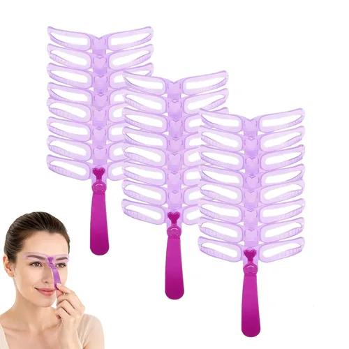 Vista 8 de Plantillas para cejas, 8 estilos reutilizables, kit de plantillas de cejas con mango ajustable y diadema para mujeres, 2 unidades 2 PIEZAS