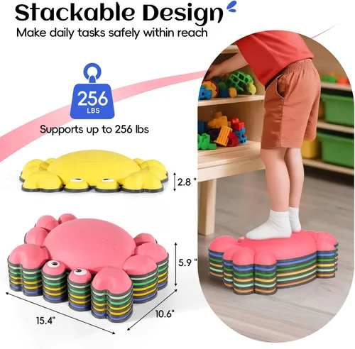 Vista 5 de TOPNEW Piedras de paso para niños, piedras de equilibrio antideslizantes para promover las habilidades de coordinación de los niños, carreras