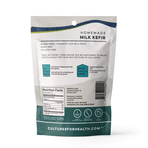 Vista 2 de Cultures for Health Granos de Kéfir de Leche Bebida Probiótica Láctea Espumosa Casera Sin OMG para una Salud Intestinal Más Fuerte Iniciador