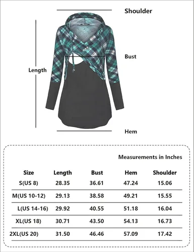 Vista 4 de QUINEE sudadera con capucha para mujer de manga larga a cuadros, bloque