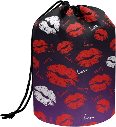 Vista 28 de Poceacles Bolsas de maquillaje con cordón para mujer, bolsa de cosméticos de viaje, multifuncional, bolsa de almacenamiento, Margarita azul
