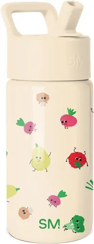 Vista 23 de Simple Modern Botella de agua para niños con tapa con pajilla, vaso aislado de acero inoxidable de 14 onzas para niños y a prueba de derrames