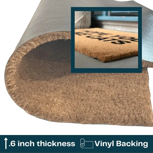 Vista 4 de NICKEL DESIGNS Hope You Like Cats Doormat, 18 x 30 Inch, Heavy Duty Natural Coir Fibers, UV and Weather Resistant, Modern Porch Decor, Funny