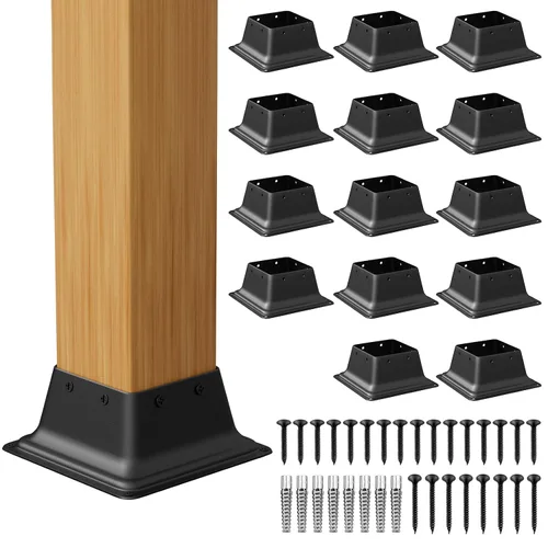 Vista 10 de SPACEEUP Base de poste de 4 x 4, tamaño interno de 3.6 x 3.6 pulgadas, soporte de poste de acero resistente, apto para anclaje de poste de madera