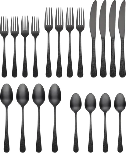Vista 2 de Cambridge Silversmiths Keene - Juego de cubiertos de satén negro de 20 piezas, servicio para 4