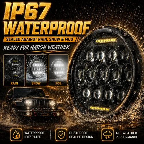Vista 5 de JHLion - Faros delanteros LED de Jeep Wrangler, 7 pulgadas para Jeep Wrangler JK/TJ/LJ 1997-2020, 150W, faros redondos LED aprobados por DOT, 500%