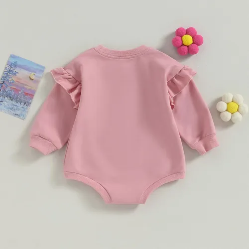 Vista 7 de fhutpw Sudadera de gran tamaño para bebé recién nacida, con volantes, manga larga, cuello redondo, suéter, ropa de otoño