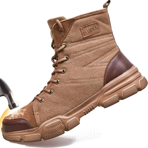 Vista 7 de SUADEX botas con puntera de acero para hombre botas militares de trabajo zapatos de trabajo indestructibles para mujeres deportivos puntera compuesta