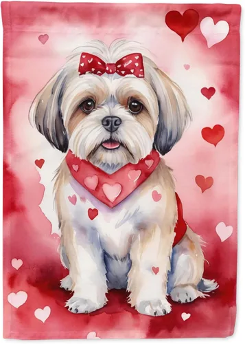 Vista 183 de Caroline's Treasures DAC5252GF Affenpinscher - Bandera de jardín con texto en inglés "My Valentine", bandera decorativa para patio exterior, patio