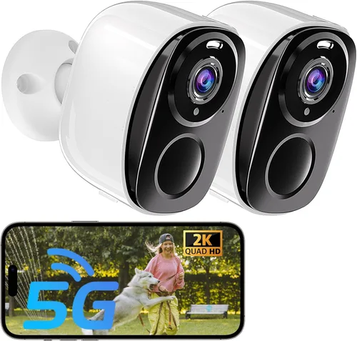 Vista 8 de Cámaras de seguridad WiFi 5G/2.4G inalámbricas para exteriores, cámaras WiFi alimentadas por batería 2K con detección de movimiento AI, foco