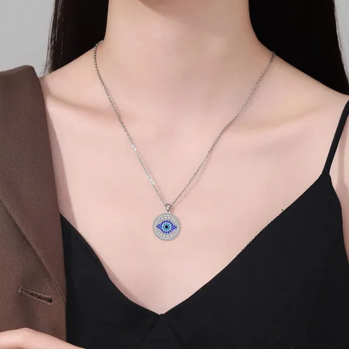 Vista 5 de Evil Eye Jewelry Set for women, Evil Eye Pendant Necklace for Women Greek Protection Jewelry with Blue Sapphire and Black Cz Amulet Gift