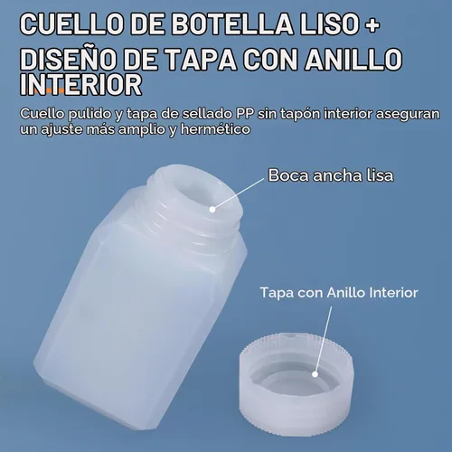 Vista 7 de Botellas de plástico recargables con tapas, botellas de viaje a prueba de fugas de HDPE, contenedores de viaje de grado alimenticio para líquidos