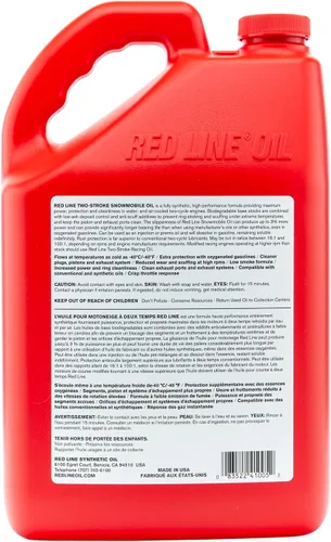 Vista 2 de Red Line 41005 Aceite sintético para motos de nieve de dos tiempos, galón (paquete de 4)