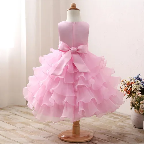 Vista 5 de NNJXD - Vestido de niña con volados y encaje, para fiesta o boda