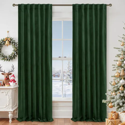 Vista 13 de LAMIT - Paneles de terciopelo beige para sala de estar de 72 pulgadas de largo, elegantes cortinas aisladas térmicamente e insonorizadas
