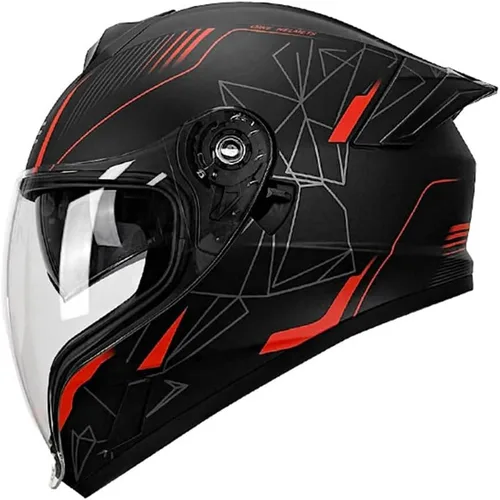 Vista 13 de Cascos de cara completa para hombre, color negro, para motocicleta, Street Bike Racing ATV con visera única, casco ligero retro de motocicleta
