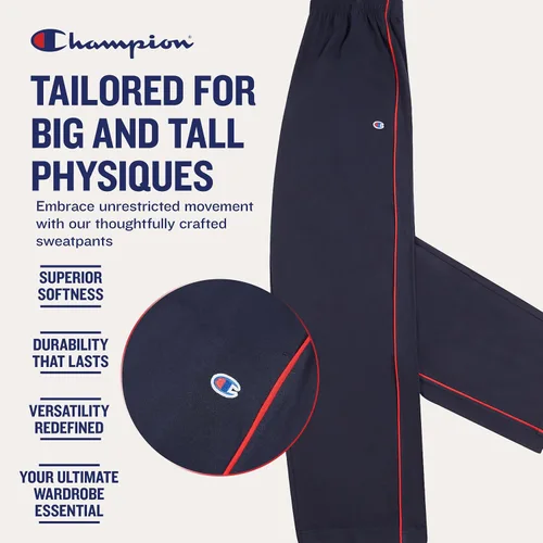 Vista 3 de Champion Pantalones de descanso grandes y altos para hombre, pantalones deportivos ligeros de jersey