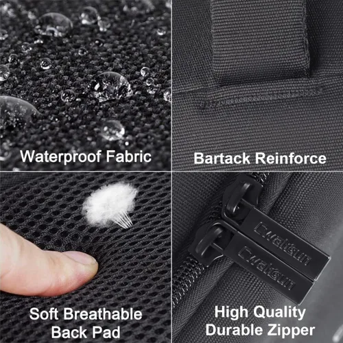 Vista 6 de Cwatcun Mochila profesional para cámara réflex digital con puerto de carga USB, cubierta para lluvia, mochila para computadora portátil de Negro