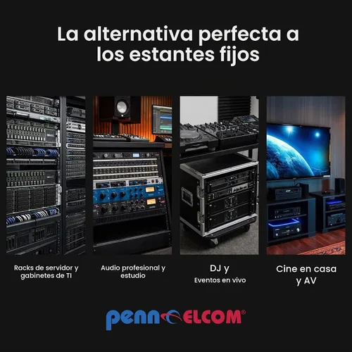 Vista 6 de Penn Elcom - R1290/1U - Espacio de rack - Charola antiderrapante para rack (Audio, AV, IT; DV). Estante de equipo para 1 espacio en bastidor hasta