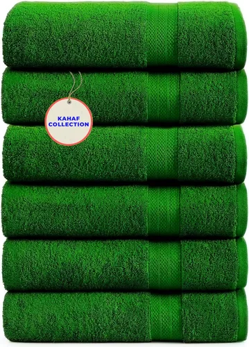 Vista 21 de KAHAF COLLECTION Paquete de 6 toallas de baño 100 % algodón, de 24 x 48 pulgadas, de secado rápido, altamente absorbentes, suaves al tacto