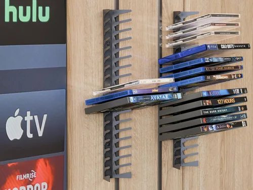 Vista 7 de Funturbo Soporte de Pared para Almacenamiento de Videojuegos, Soporte de Estuche de Juegos de Metal, Estantes de Almacenamiento de Medios Montados