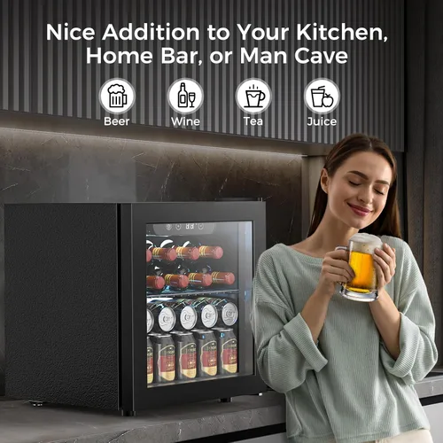 Vista 5 de Electactic Nevera de Vino Independiente de Encimera 12 Botellas, 50 Latas Bodega de Vino Enfriador de Bebidas para Refrescos, Cerveza Enlatada