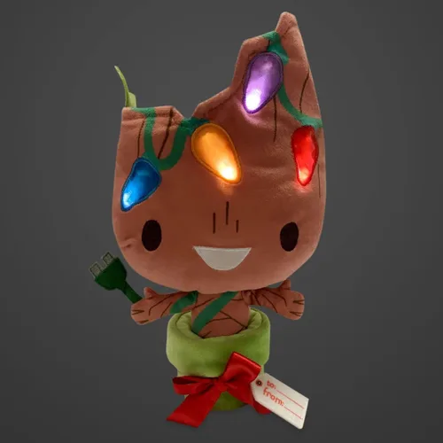 Vista 2 de Marvel Groot - Peluche navideño iluminado, Guardianes de la Galaxia, 10 pulgadas