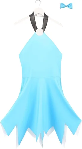 Vista 5 de Flintstones Betty Rubble Costume for Women, Blue Dress Cavewoman Outfit for Stone Age Dress-Up & Halloween