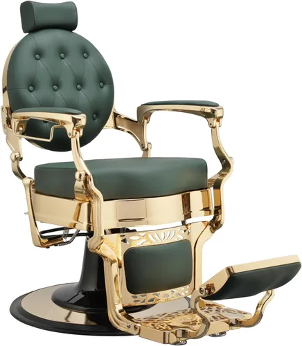 Vista 8 de Berkeley Truman - Silla de peluquero vintage, silla de peluquero reclinable, resistente, asiento negro, marco negro