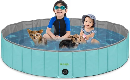 Vista 7 de KUNDU Redonda (32 pulgadas de diámetro x 8 pulgadas de profundidad) PVC resistente al aire libre para mascotas y niños piscina / bañera - portátil