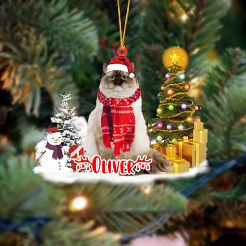 Vista 187 de NAZENTI Adorno personalizado de gato abisinio con árbol de pino, adorno de Navidad personalizado para perros amantes de las mascotas, colgante