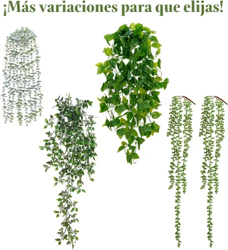 Vista 9 de BLEUM CADE Plantas colgantes falsas, 2pcs plantas colgantes artificiales en maceta, enredaderas de mandala falsas, plantas colgantes vegetación