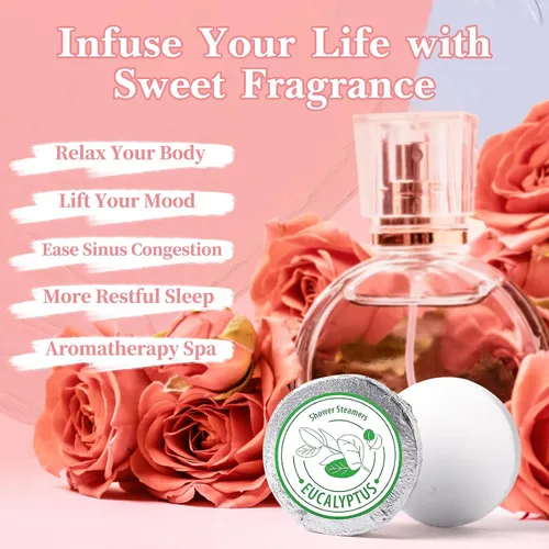 Vista 2 de Vaporizadores de ducha para aromaterapia, regalos de Navidad para mujeres, paquete de 8 bombas de ducha de aceite esencial puro para el hogar, spa